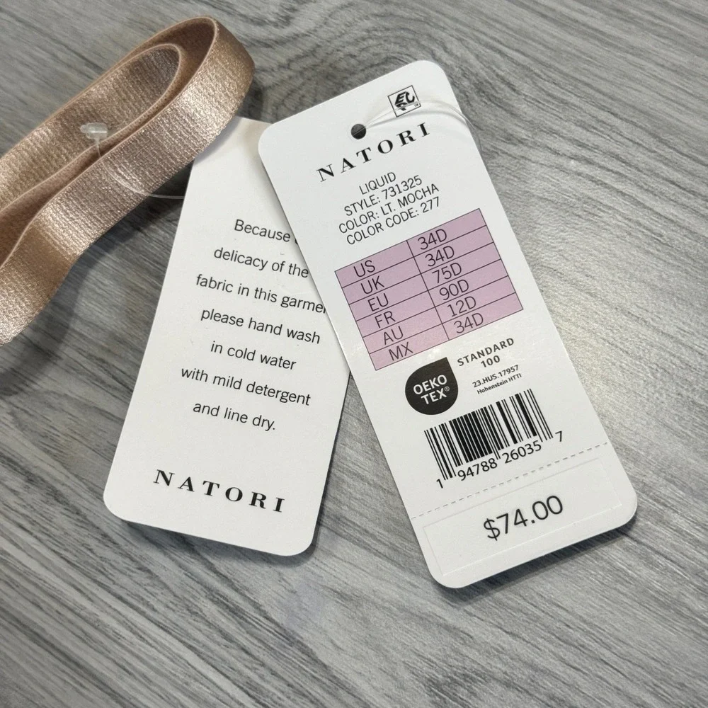 Natori Liquid Underwire Bra 731325 Light Mocha 34D Full Coverage Tan NWT